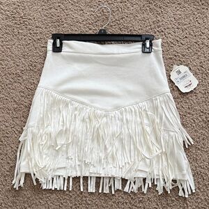 Altar'd State White Fringe Mini Skirt